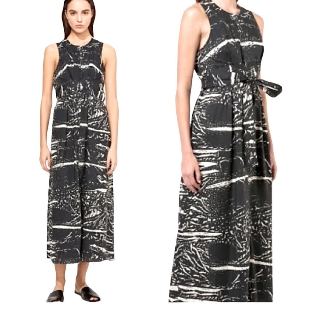 PROENZA SCHOULER Sleeveless Tie Waist Abstract Midi Dress